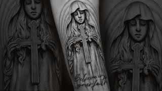 Part 1 Full video🤘🏼Real time⏳Graywash Microrealism Tattoo [upl. by Stilwell]