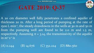 Transmissibility of Confined Aquifer GATE 2019 Q37 [upl. by Innavoig102]