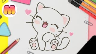 Como dibujar un GATO KAWAII 💖 FACIL PASO A PASO 💖 como dibujar gatos kawaii [upl. by Schnell]