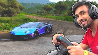 DRIVING A LAMBORGHINI AVENTADOR WITH REAL STEERING WHEEL  TECHNO GAMERZ GTA 5 [upl. by Moriah257]