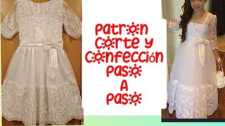 Vestido de primera comunión T14 patrón corte y confección [upl. by Aicemat887]