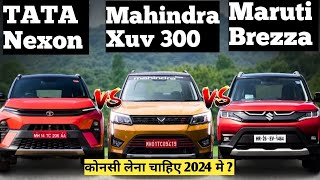 Maruti Brezza 2024 vs tata nexon facelift 2024 vs Mahindra Xuv 300  comparison review🔥 [upl. by Abernathy]