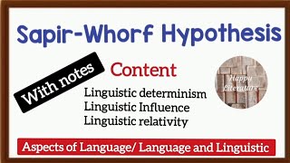 SapirWhorf Hypothesis explanation with notes Aspects of language Language and Linguistic [upl. by Ahsinauj178]