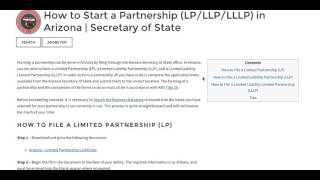 How to Start a Partnership LPLLPLLLP in Arizona  Secretary of State [upl. by Delija]