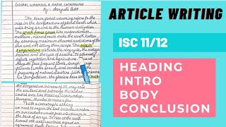 ARTICLE WRITING  ISC 1112 [upl. by Lough273]