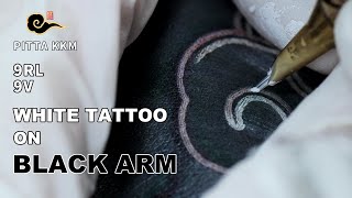 Tattoo Timelapse  WHITE Tattoo on BLACK Arm PittaKKM [upl. by Sutsugua598]