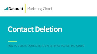 How to Delete Contacts in Salesforce Marketing Cloud [upl. by Raffo]