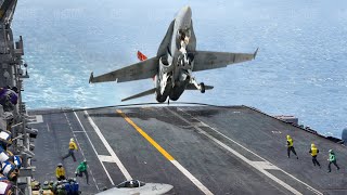 When US Navy Most Feared Jets Miss Landing on US Aircraft Carriers [upl. by Erialb]