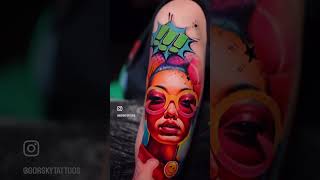 Pop art girly colourful tattoo sleeve just started 🤩 london ink tattooartist [upl. by Womack]