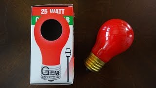 GEM 25watt Red Incandescent Light Bulb [upl. by Nonnac229]