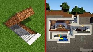 Minecraft How To Build A Modern Secret Base Tutorial  Hidden House [upl. by Fulmer]