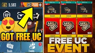 Get FREE 300 UC From Event  Free UC EVENT For Everyone  Get 100 300 amp 600 UC Free in Pubg Mobile [upl. by Janela]