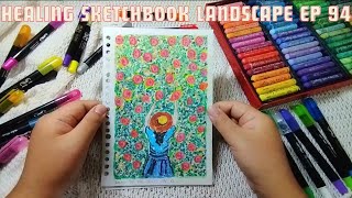 Healing sketchbook tour oil pastel landscape painting ep 94 [upl. by Harlan]