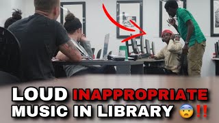 BLASTING INAPPROPRIATE MUSIC IN THE LIBRARY PRANK SUPER FUNNY [upl. by Gerty]