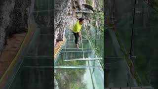 transparent glass bridge mopping process [upl. by Ayouqat]