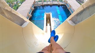 Freefall Waterslide at Aquaventure Waterpark Dubai  Leap of Faith Slide [upl. by Wurster610]