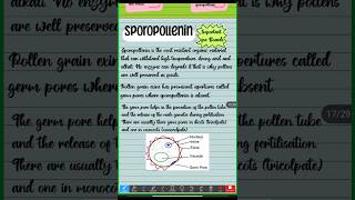 Sporopollenin Important for Boards biology knowledge science cbseboard boardexam [upl. by Yllek]