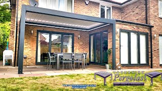 Yorkshire Pergolas  Vista Garden Pergola Wall Mounted With White Louvered Roof [upl. by Abernathy853]