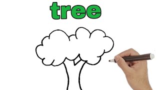 How to draw a tree  easy drawing tree  tree drawing simple [upl. by Lanctot316]