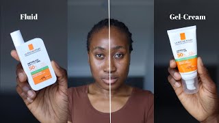 LA ROCHEPOSAY ANTHELIOS OIL CONTROL FLUID vs OIL CONTROL GEL CREAM ON DARK SKIN [upl. by Fey]