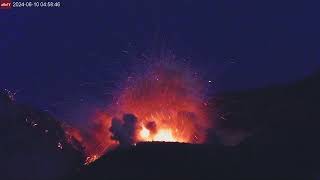 June 9 2024 night Big Strombolian eruption like fireworks from Semeru volcano Indonesia [upl. by Fulcher]