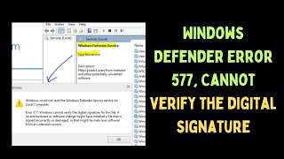 How to Fix Windows Defender Error 577 Cannot Verify The Digital Signature on Windows 11 [upl. by Lear921]