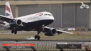 WINDY LANDINGS AT LONDON HEATHROW  FULL SHOW [upl. by Ylagam]