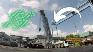 Liebherr LTM1500  81 Loading Counterweights For Maintenance  Timelapse [upl. by Llertal173]