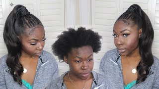 How To Do A Sleek High Ponytail on 4c Natural Hair Extended Ponytail No Waves Detailed Tutorial [upl. by Burley112]