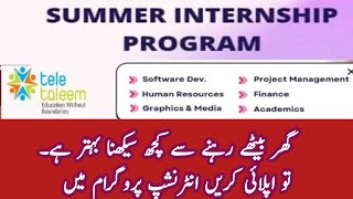 TeleTaleem NGO Summer internship program 2024  Islamabad based internship in Pakistan [upl. by Kawai]