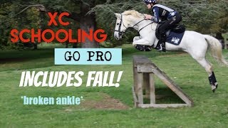 DENNE HILL XC SCHOOLING GO PRO FALL  broken ankle [upl. by Eitsirhc404]