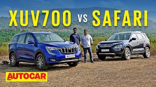 Mahindra XUV700 vs Tata Safari  The big battle of the big Indian SUVs  Comparison  Autocar India [upl. by Eelarak296]