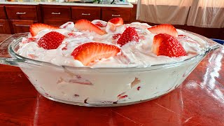 Prepara las fresas con crema mas ricas y rendidoras 😍😍RECETA ECONÓMICA 🍓👌🏻 [upl. by Boyt]