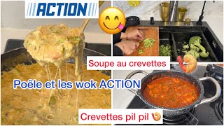 ACTION  Poêle et Wok de chez ACTION Soupe aux crevettes brocolis  Crevettes pil pil 😱 😋 [upl. by Liam982]