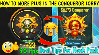 HOW TO MORE PLUS IN CONQUEROR LOBBY🥵 BEST TIPS FOR CONQUEROR PUSH BGMI🔥bgmi trending23 [upl. by Adur]