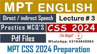 CSS MPT 2024  Lecture  3  English  Direct amp Indirect  Narration  CSS Screening Test  FPSC [upl. by Odelia]