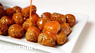 Vegetarian Buffalo Meatballs  Epicurious [upl. by Eeralih]