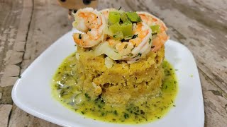 How to make Mofongo con Camarones al Ajillo Mofongo w Garlic Shrimp [upl. by Derej]