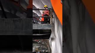 Waterproofing in Tunnel with automatic welder [upl. by Ihp298]