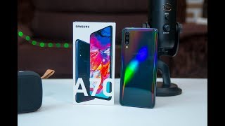 Samsung Galaxy A70 Unboxing amp Must See Features [upl. by Nwahsaj]