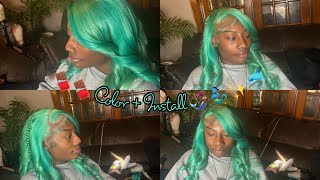 Hair Colour  Adore Jade x Sweet Mint  Wig Install 🧚🏾‍♂️🤎🧚🏾‍♂️🤎 [upl. by Shayla]