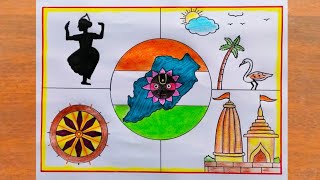 ଓରିସା ସଂସ୍କୃତ ଏବଂ ପରମ୍ପରା ଚିତ୍ର  Odisha Culture Drawing  Utkal Diwas Drawing Easy  Kala Sanskrit [upl. by Ariaj869]