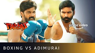 Dhanush Fights For Adimurai  Fight Scene  Pattas  Amazon Prime Video [upl. by Oys]