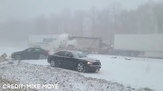 SHOCKING VIDEO Dozens of vehicles collide in massive fiery pileup on Pennsylvania highway [upl. by Giacamo]