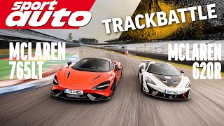 McLaren 765LT amp 620R  Hot Lap Trackbattle HockenheimGP  sport auto [upl. by Aytida]