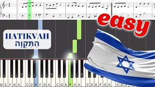 Hatikvah התקווה EASY PIANO tutorial The national anthem of Israel Midisheet music [upl. by Aretse]