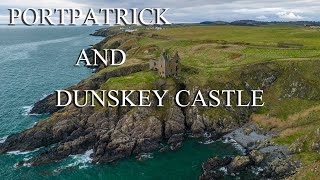 Portpatrick and Dunskey Castle  DJI Mini 4 Pro  4K drone video  Dumfries and Galloway  Scotland [upl. by Kare]