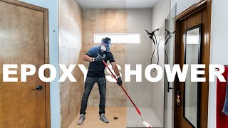 Epoxy Shower Over Tile  Granite Stone Look [upl. by Hermine]