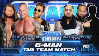 Randy Orton LA Knight amp AJ Styles vs Solo Sikoa amp Jimmy Uso  WWE SmackDown 2024112 Gameplay [upl. by Serolod]