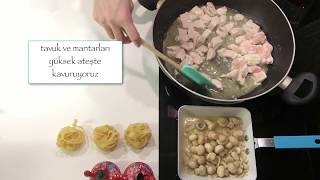 FETTUCCINE ALFREDO TARİFİ  FETTUCCINE NASIL YAPILIR   MANTARLI TAVUKLU MAKARNA [upl. by Raddatz]